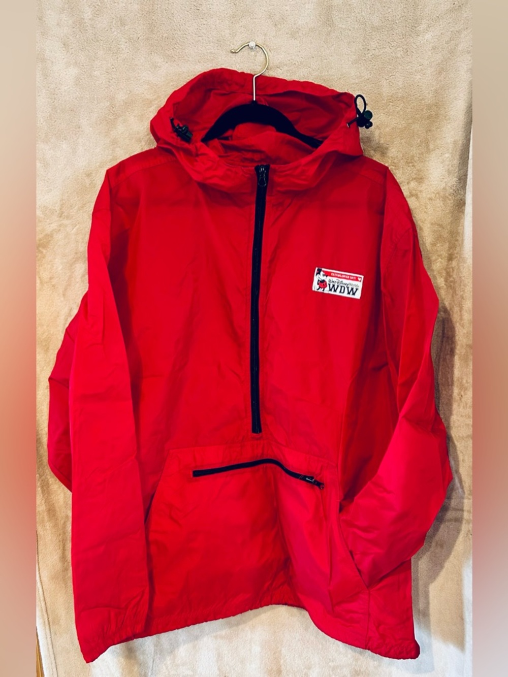 Disney World WDW Red Windbreaker Jacket Mickey Hooded Anorak 3XL ☔️